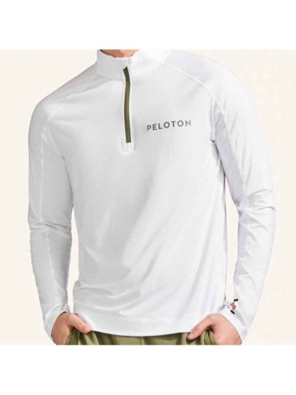 New Rhone X Peloton Men’s White Courtside Quarter Zip Pullover Shirt Size XL